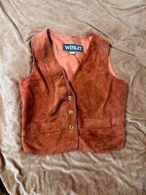Winlit Vintage Rust Suede Button Orange Western Vest See Pics Large Women’s